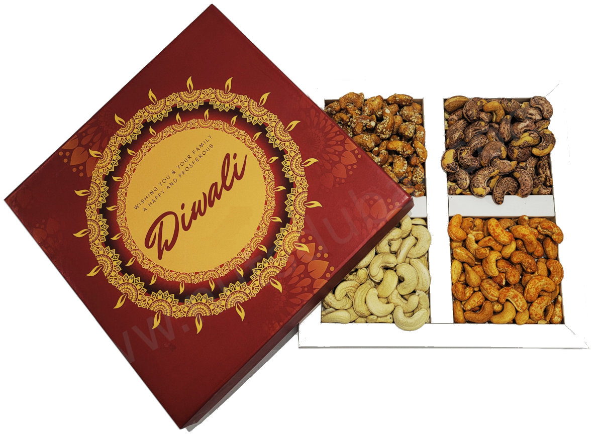 Diwali Nuts Gift Boxes All Cashews - Classic Red